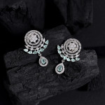 Pista Green Color American Diamond Earrings