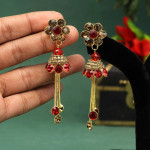 Red Color Antique Stone Earrings