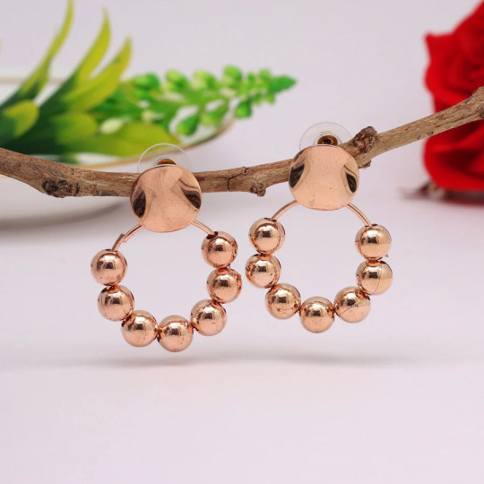 Rose Gold Color Fashion Earrings