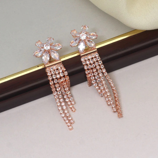 White Color Rose Gold Earrings