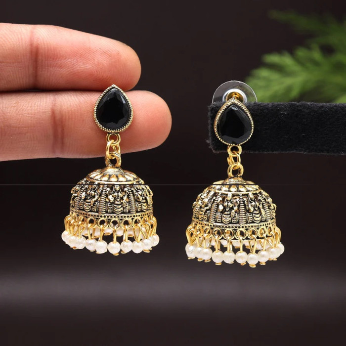 Black Color Oxidised Earrings