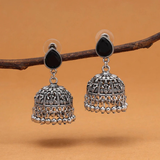 Black Color Oxidised Earrings