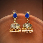 Blue Color Oxidised Earrings