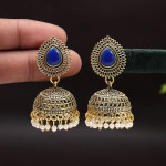 Blue Color Oxidized Earrings