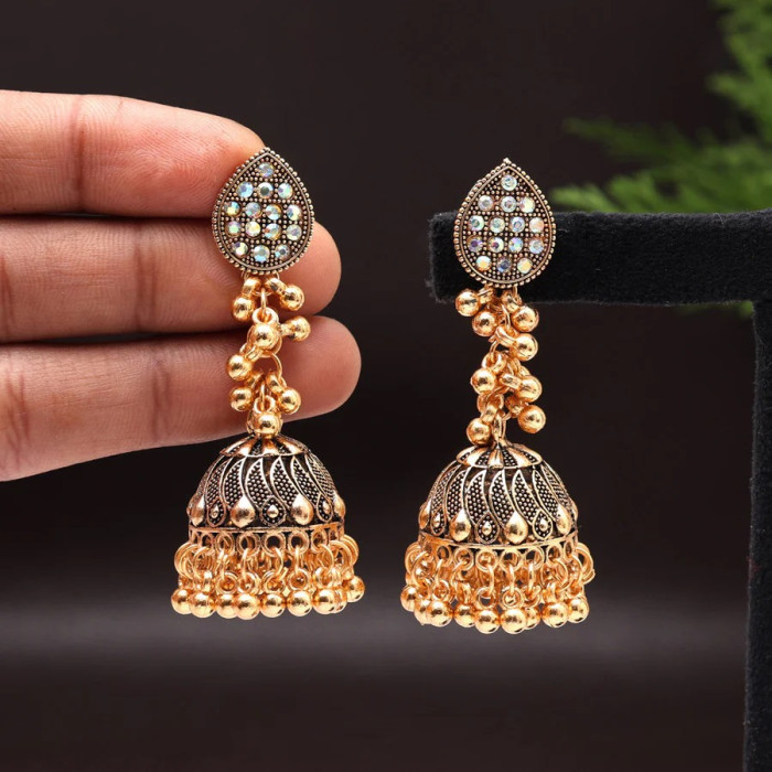 Gold Color Oxidised Earrings