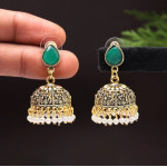 Green Color Oxidised Earrings