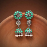 Parrot Green Color Oxidised Earrings