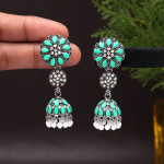 Parrot Green Color Oxidised Earrings