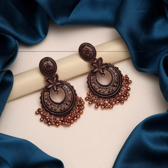 Rose Gold Color Oxidised Earrings 