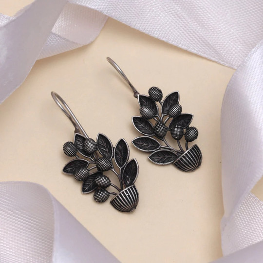 Silver Color Oxidised Earrings