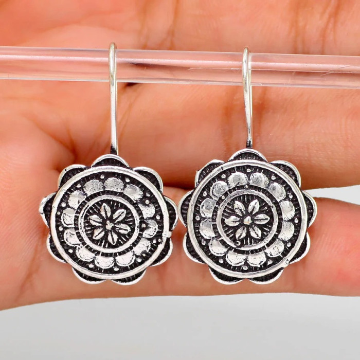 Rajasthani Ethnic German Silver Oxidised Earrings