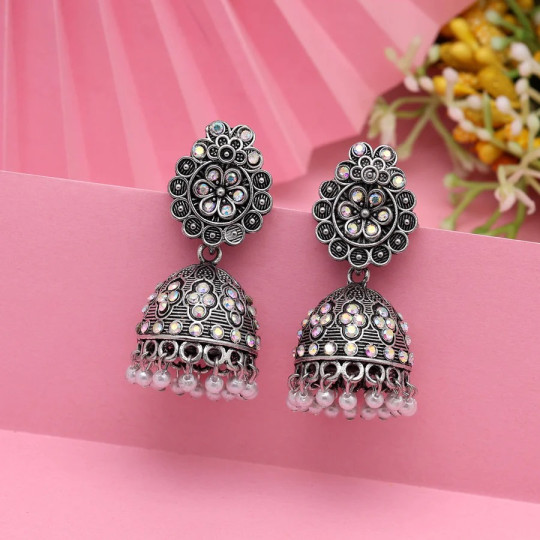 Silver Color Oxidised Earrings