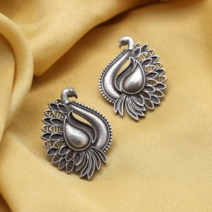 Silver Color Oxidised Earrings