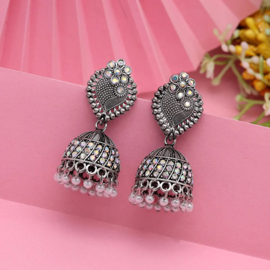 Silver Color Oxidised Earrings