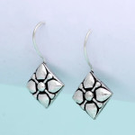 Square Shape Oxidized Silver-Plated Stud Brass Earrings