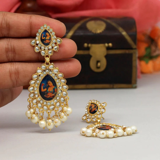 Multi Color Kundan Kundan Earrings 