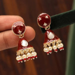 Maroon Color Meenakari Earrings