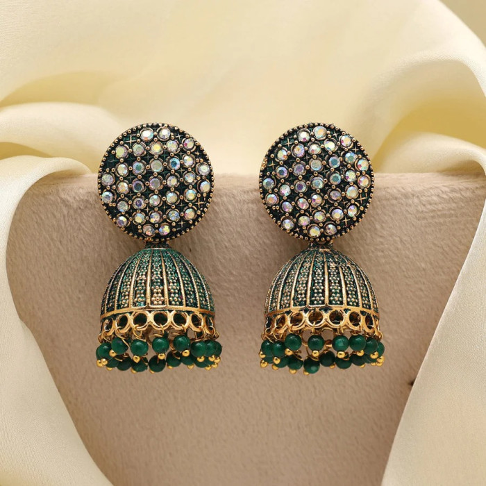 Green Color Mint Meena Earrings