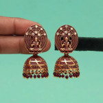 Maroon Color Oxidised Mint Meena Earrings