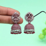 Maroon Color Goddess Lakshmi Mint Meena Earrings