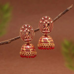 Red Color Oxidised Mint Meena Earrings