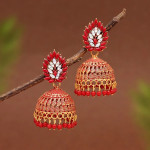 Red Color Oxidized Mint Meena Earrings