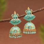 Rama Green Color Goddess Lakshmi Oxidised Mint Meena Earrings