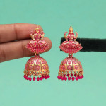 Rani Color Goddess Lakshmi Oxidised Mint Meena Earrings