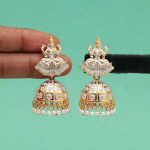 White Color Goddess Lakshmi Oxidised Mint Meena Earrings