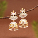 White Color Goddess Lakshmi Oxidised Mint Meena Earrings