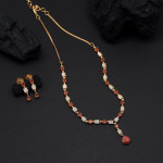 Brown Color American Diamond Necklace Set