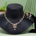 White Color American Diamond Necklace Set