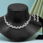 Silver Color American Diamond Necklace Set