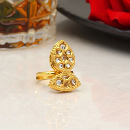 White Color Kundan Ring for Women