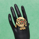 Rani & Green Color Matte Gold Rings